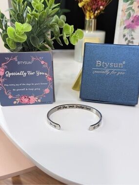 Inspirational Cuff Bracelet - 'God Bless Your Beautiful Spirit' Silver